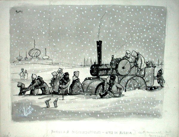 Popular Misconceptions: Life in Russia, illustration from Punch, published 27th December 1939 by Pont