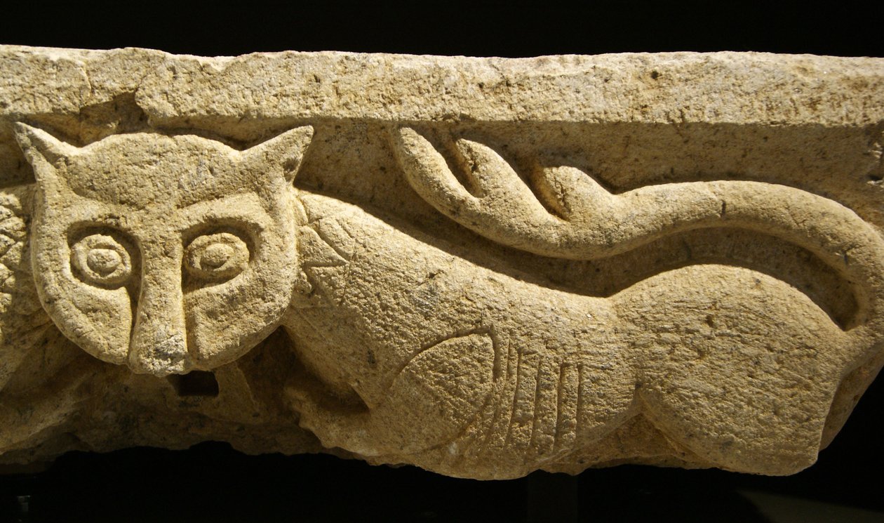 Detail of a zoomorphic Capital from one of the original columns by Portuguese School