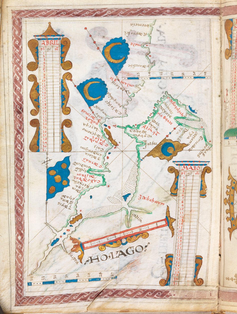 Ho Lago. 1 of 24 charts of the world including several calendars and tables. by Portuguese School