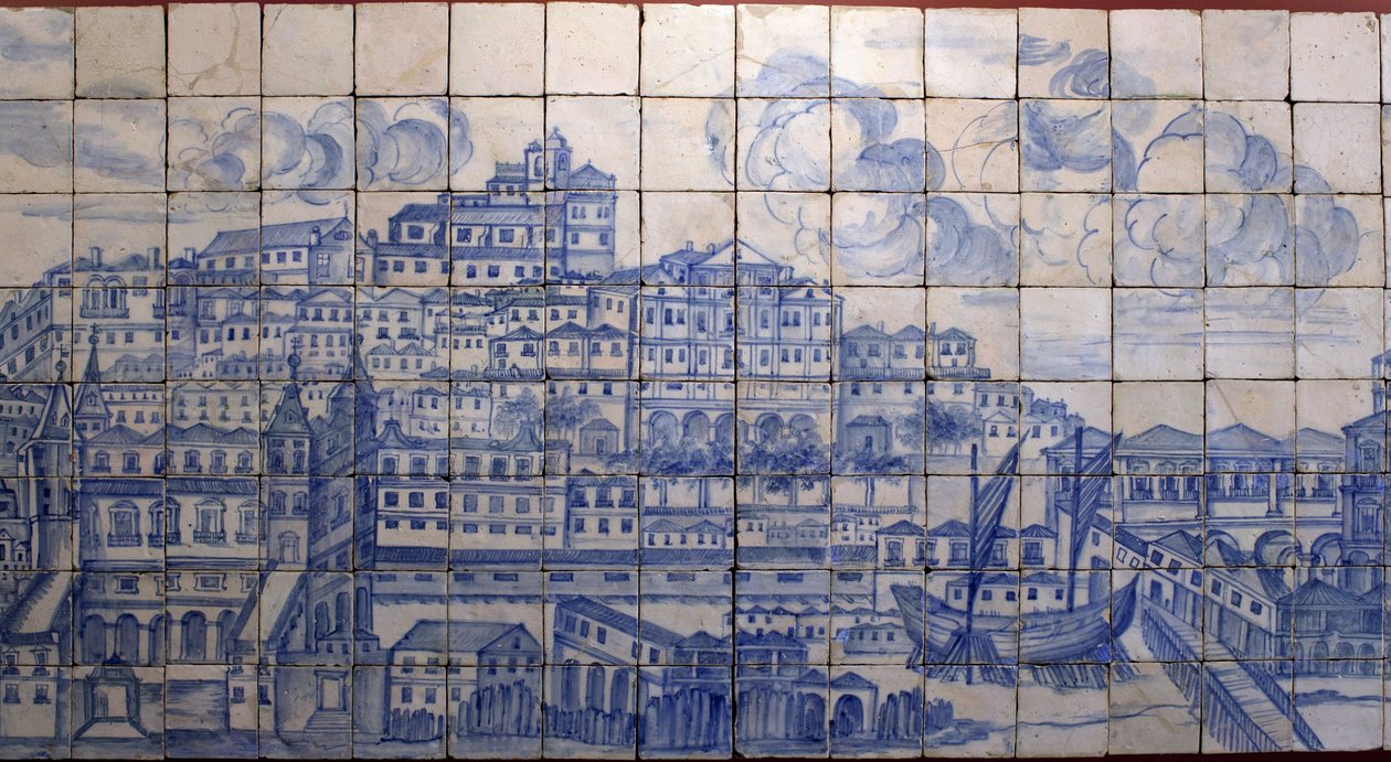 Panoramic view of Lisbon, before the earthquake of 1755 by Portuguese School