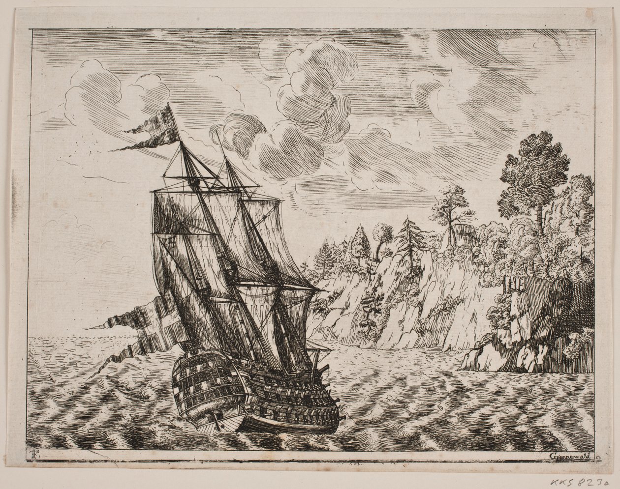 Danish Warship by Rocky Coast by Poul Isac Grønvold