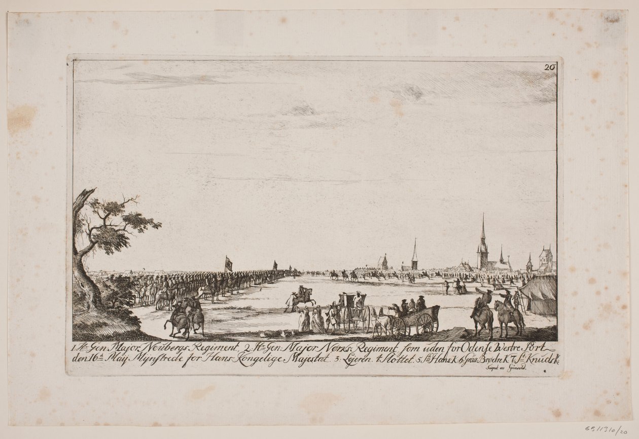 Frederik V Inspects the Regiments Outside Vestre Port in Odense by Poul Isac Grønvold