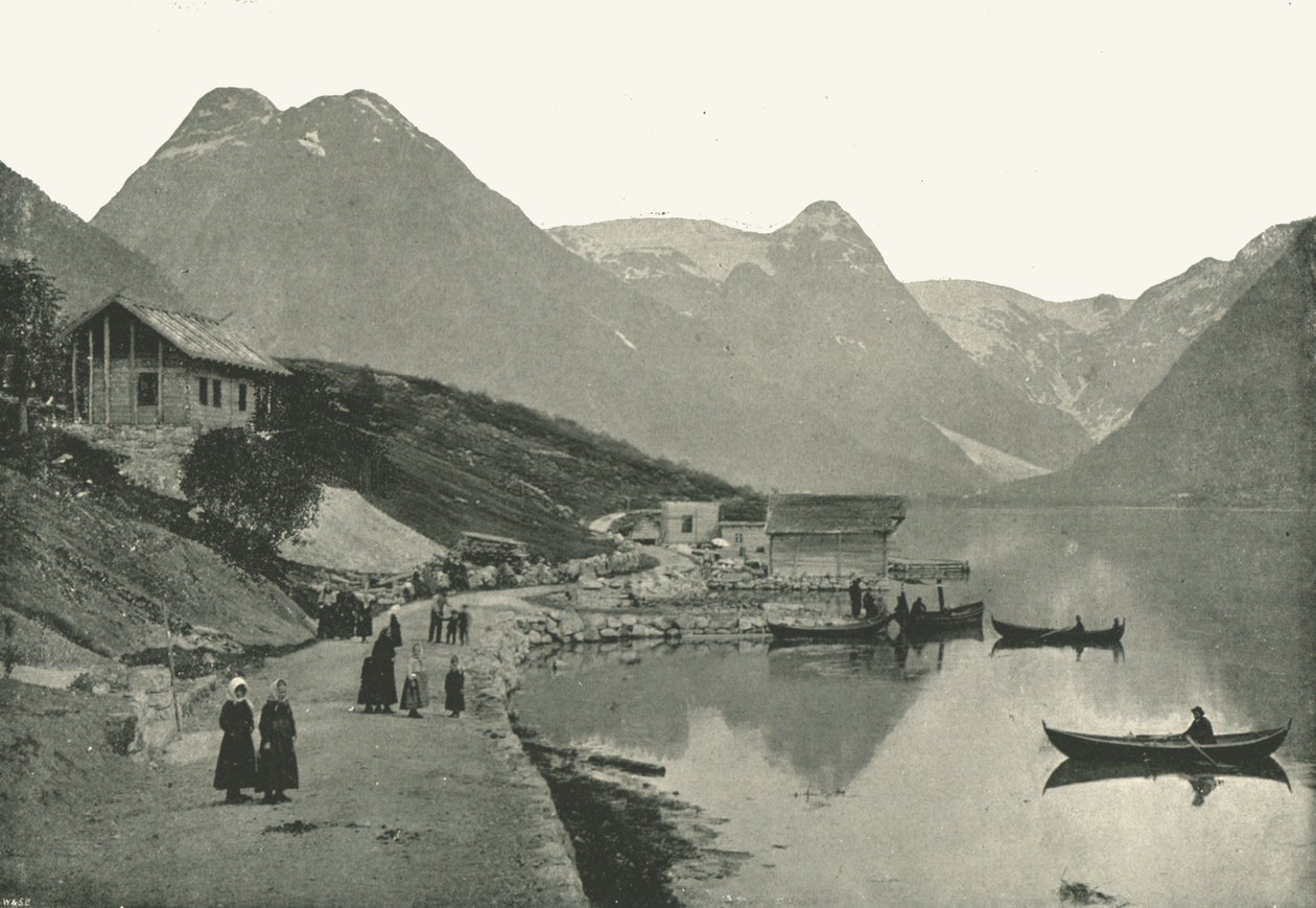 Mundal, on the Fjaerlandsfjorden, Sogn, Norway by Poulton and Co