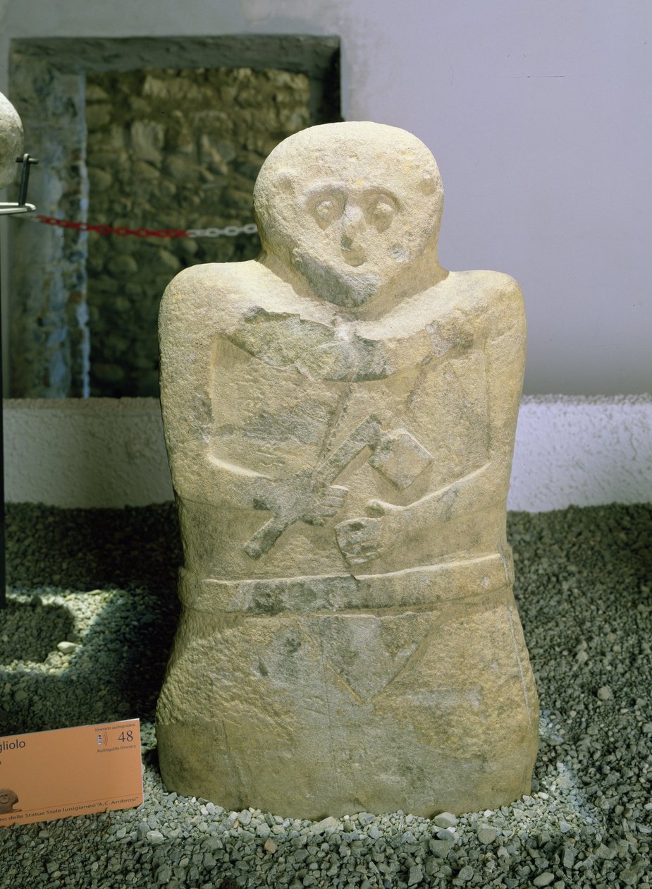 One of the Lunigiana stele, found in Bigliolo, c.3000 BC by Prehistoric