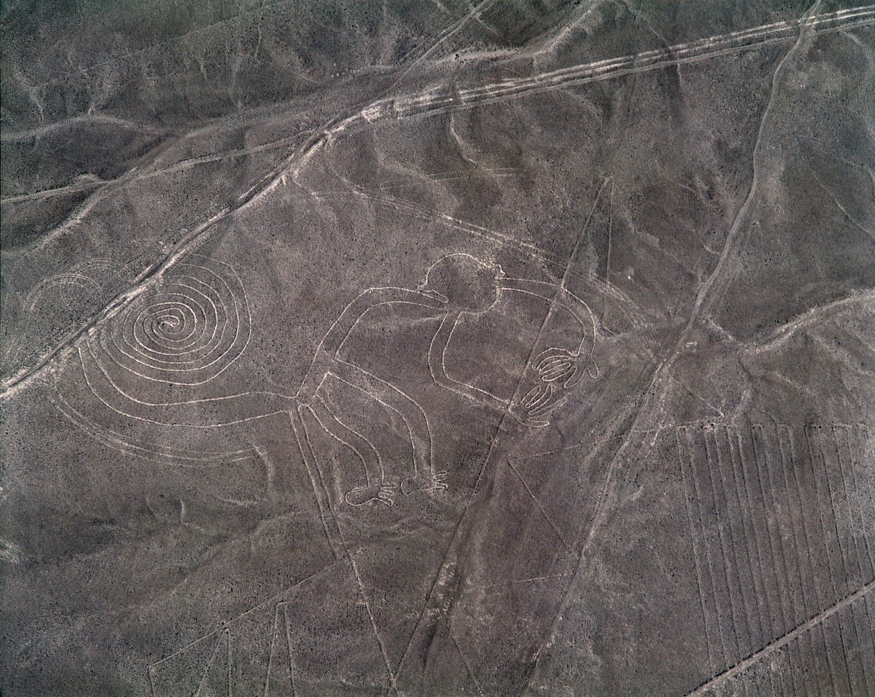 Aerial View of a Monkey Figure, Nazca Lines