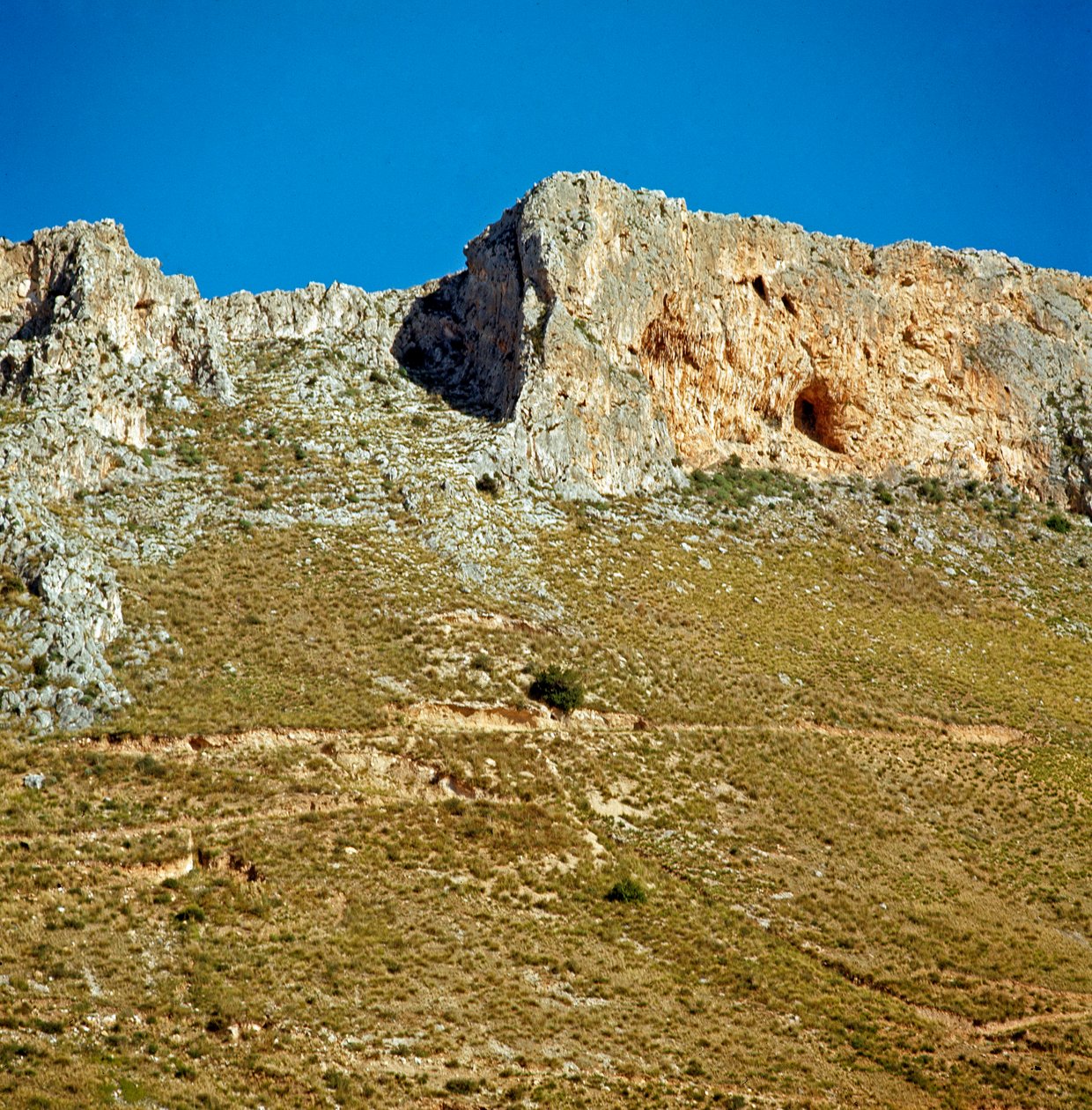 The Crete of Monte Palmeto with a Cave from Paleolithic by Prehistoric Prehistoric