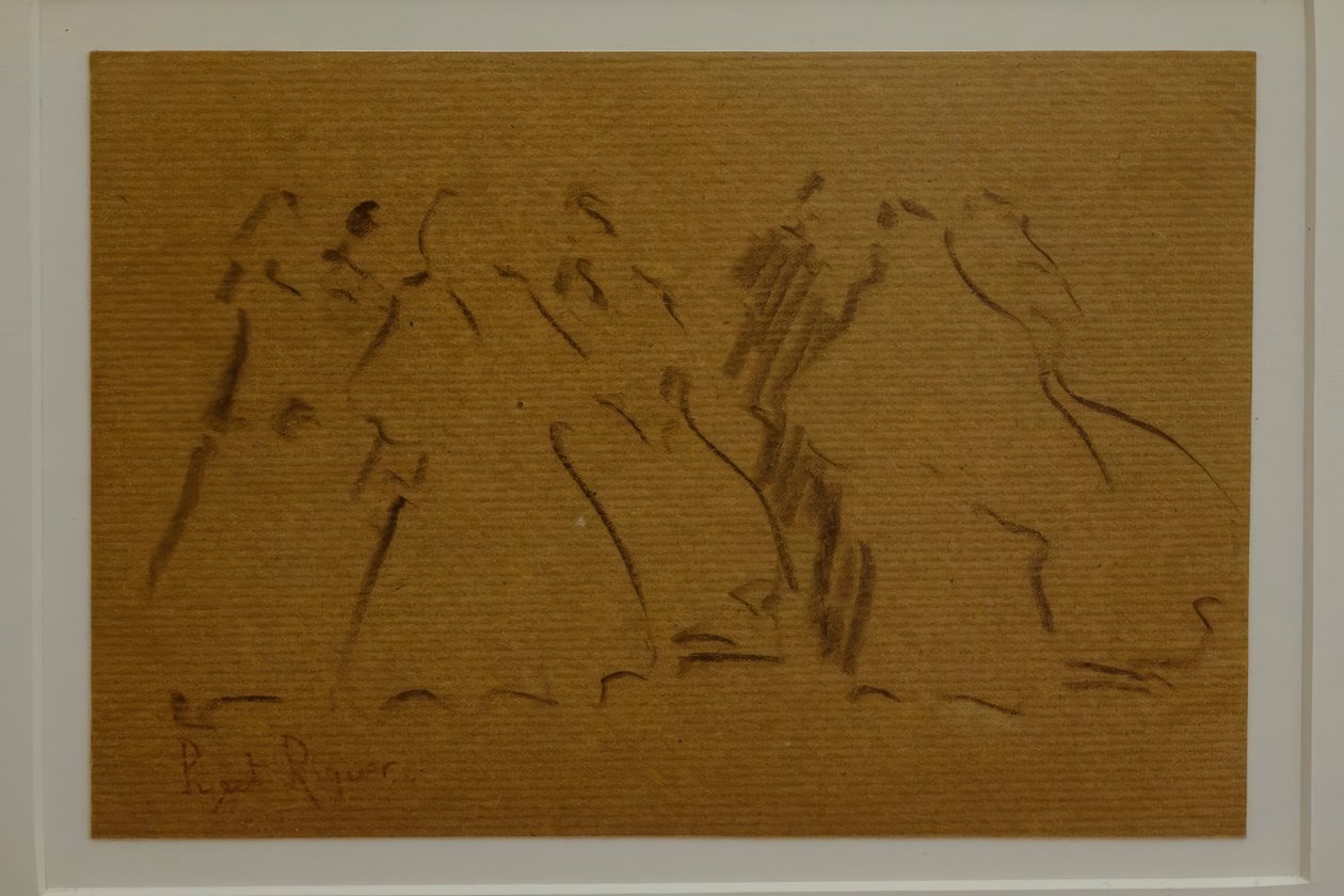 Sketch of Female Figures, Narcís Puget Riquer, Charcoal Drawing, Puget Museum, Noble House of Can LLaudis, Dalt Vila, Ibiza, Balearic Islands, Spain by Puget Riquer