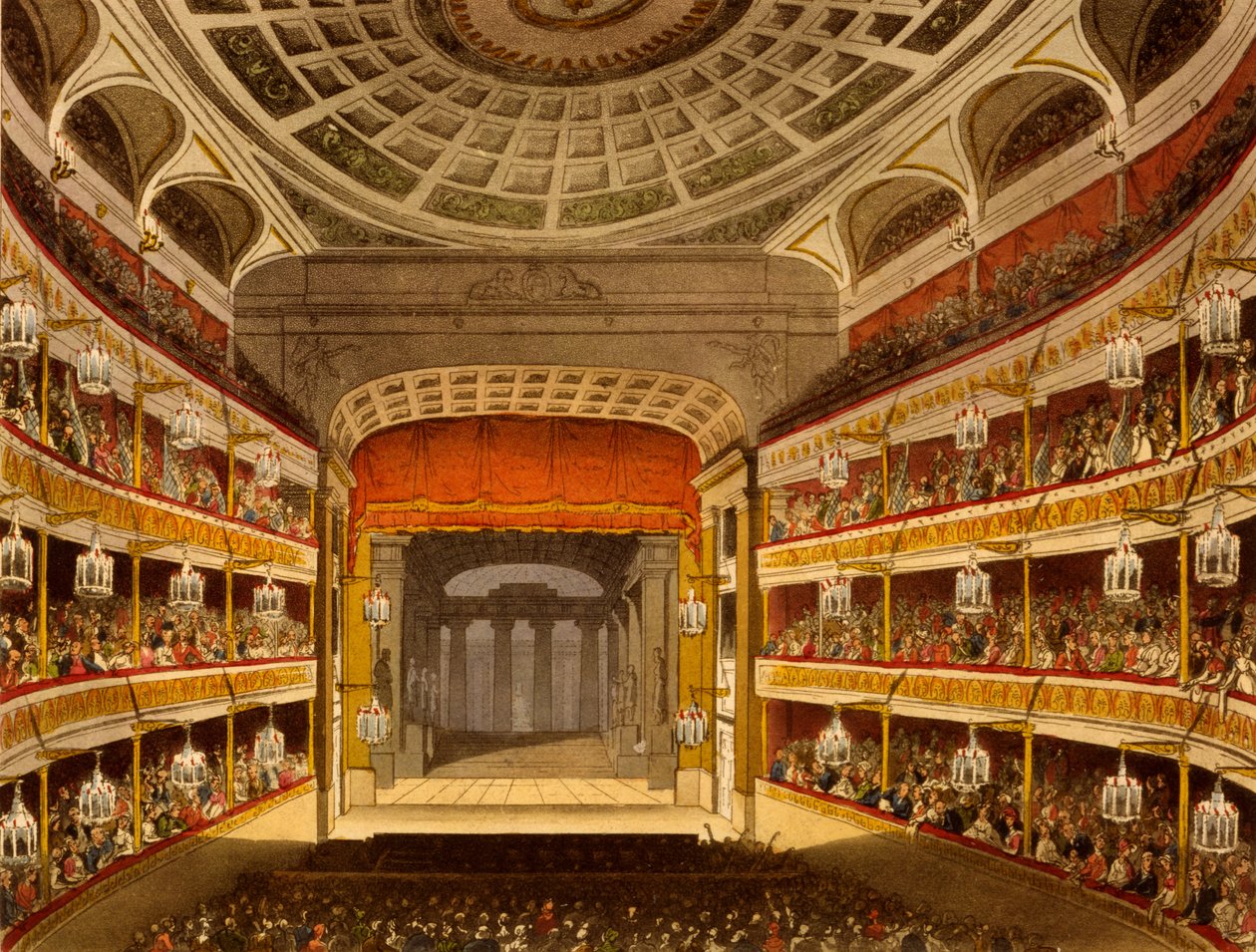 New Covent Garden Theatre, from Microcosm of London, 1810 by R. Ackermann by Pugin and Rowlandson