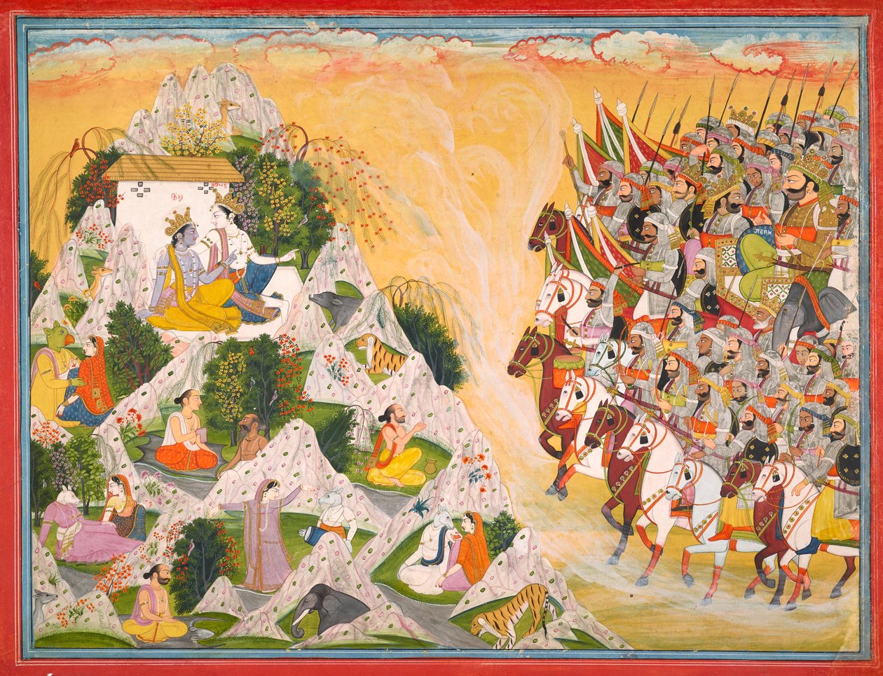 Jarasandha’s Army Advances Toward Krishna and Balarama, Folio from a Mahabharata by Purkhu