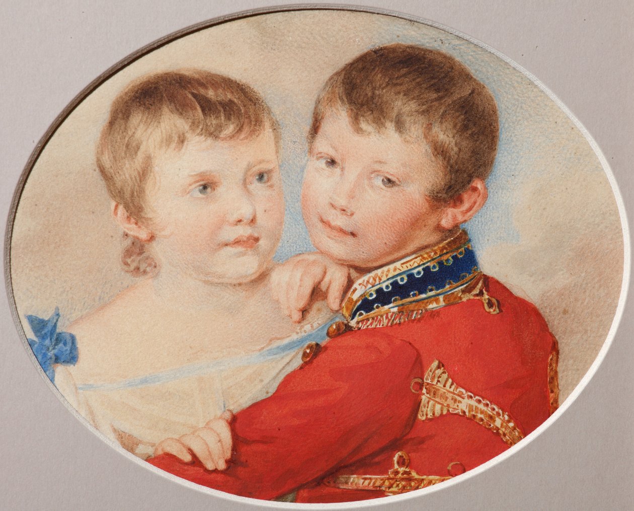 Portrait of Crown Prince Alexander Nikolayevich and Grand Duchess Maria Nikolaevna as Children, 1825 by Pyotr Fyodorovich Sokolov