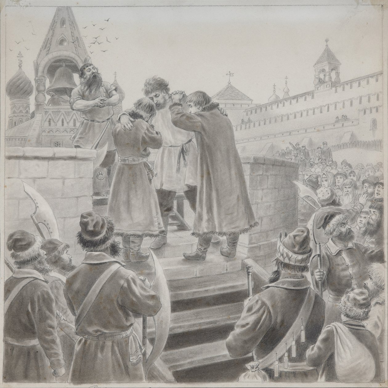 Illustration to the poem The Song of the Merchant Kalashnikov by M. Lermontov by Pyotr Ivanovich Korovin