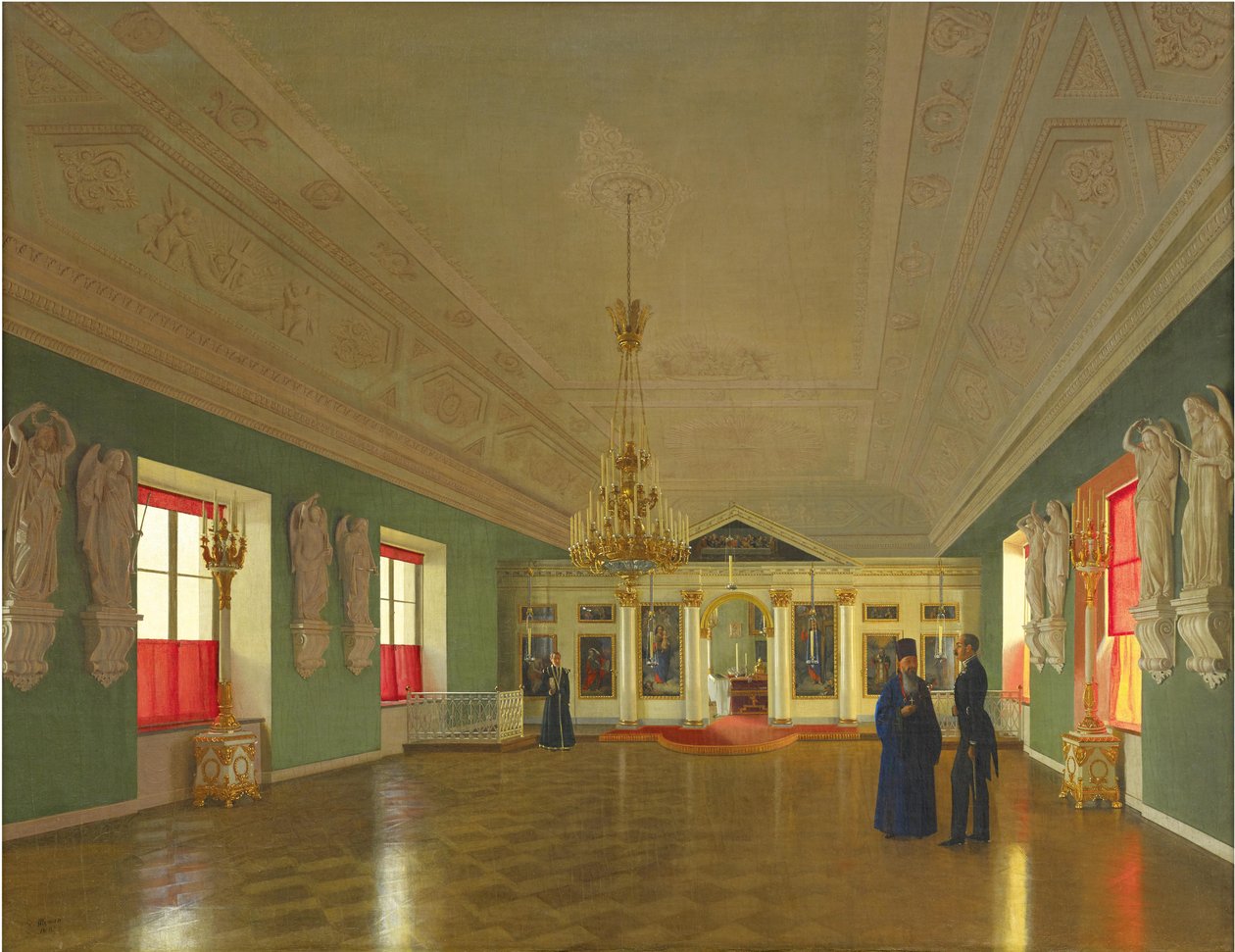 Interior of the Palace Church of St. Alexander Nevsky, Anichkov Palace, Saint Petersburg, 1850 by Pyotr Vasilyevich Tutukin