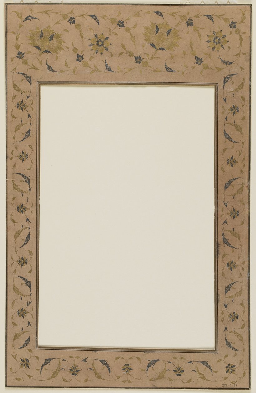 Stenciled Manuscript Border with Floral Motifs by Qajar School
