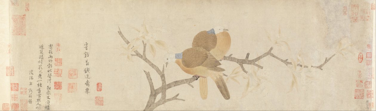 Doves and Pear Blossoms After Rain by Qian Xuan