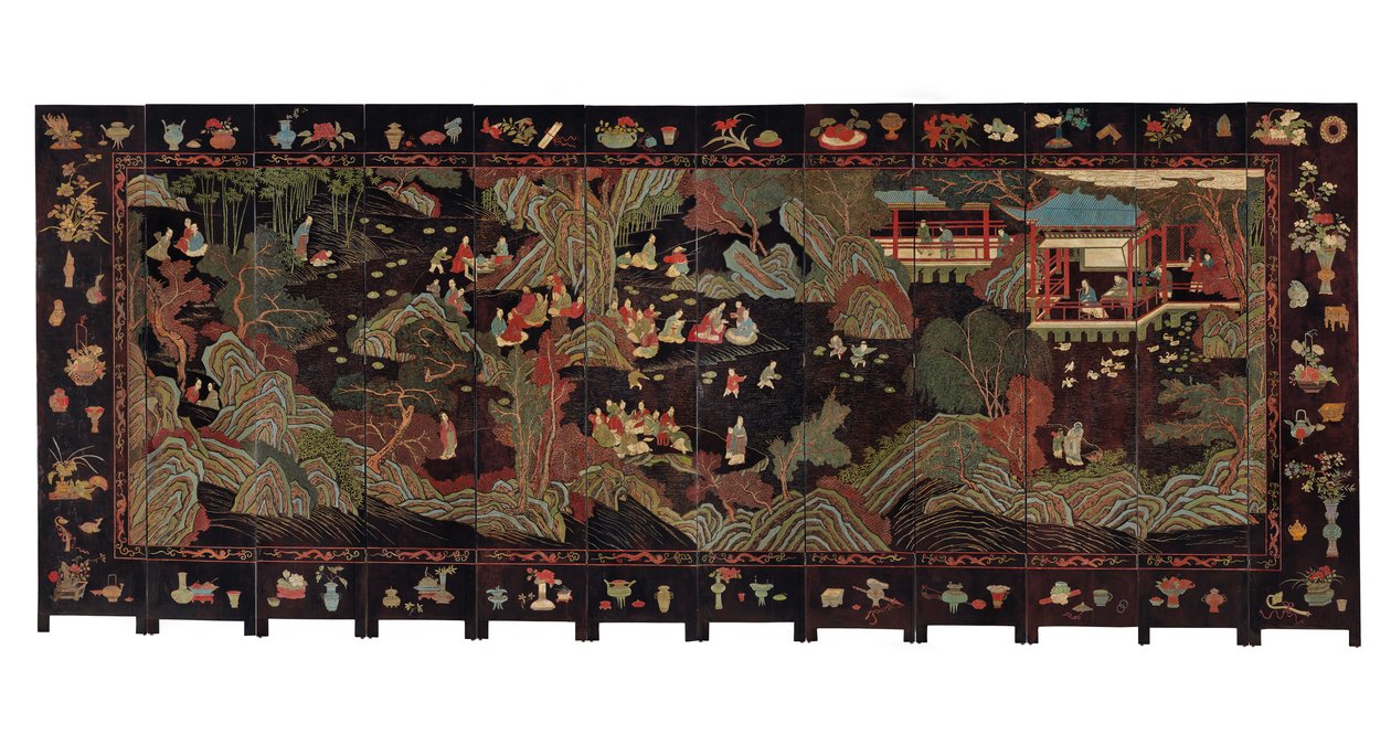 Twelve-Fold Coromandel Screen by Qing Dynasty Chinese School