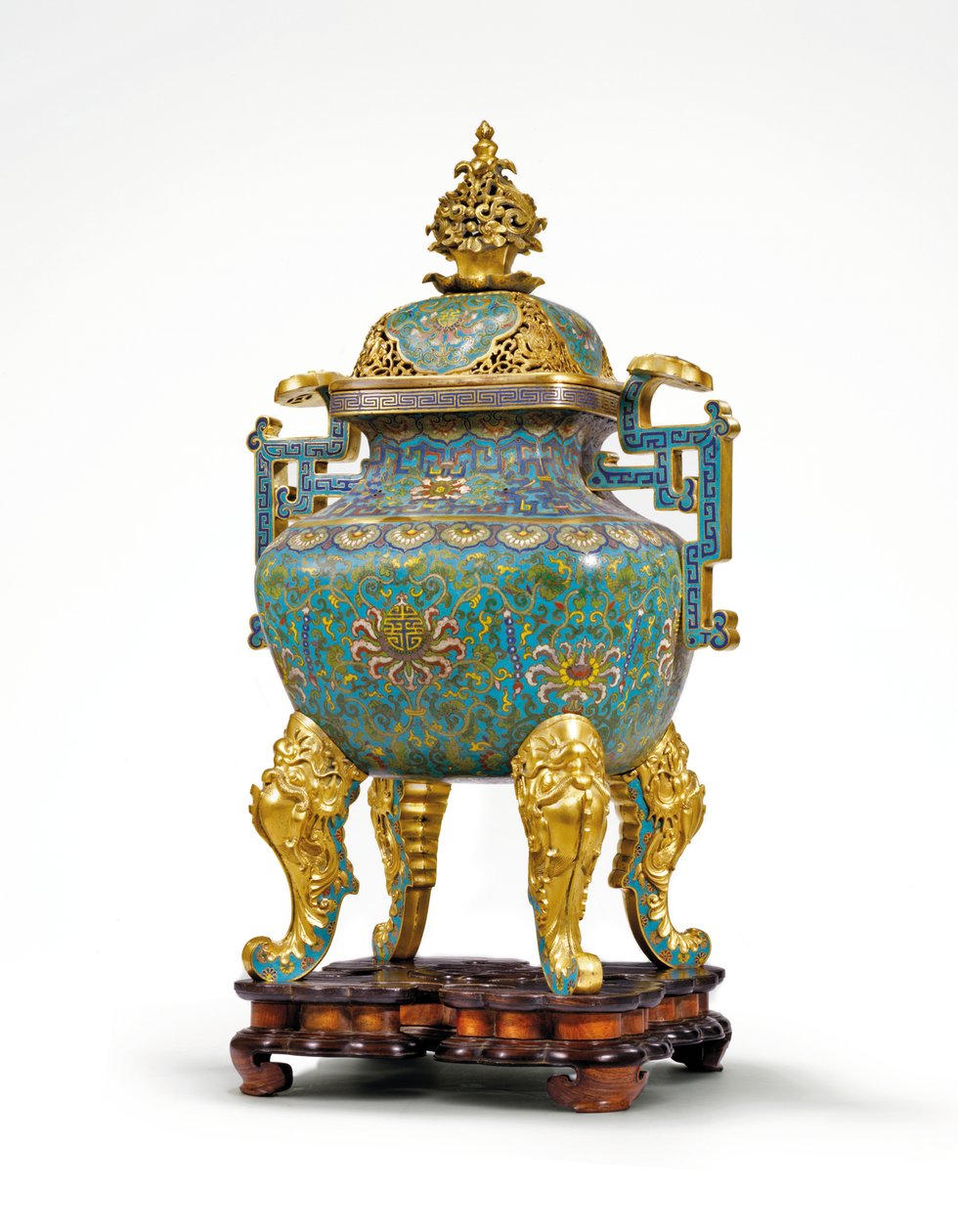Large Imperial Cloisonne Enamel Ruyi-Handled Censer by Qing Dynasty   Qianlong Period Chinese School