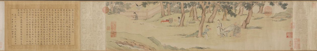 Zhao Mengfu Writing the Heart Hridaya Sutra in Exchange for Tea, 1542-43 by Qiu Ying