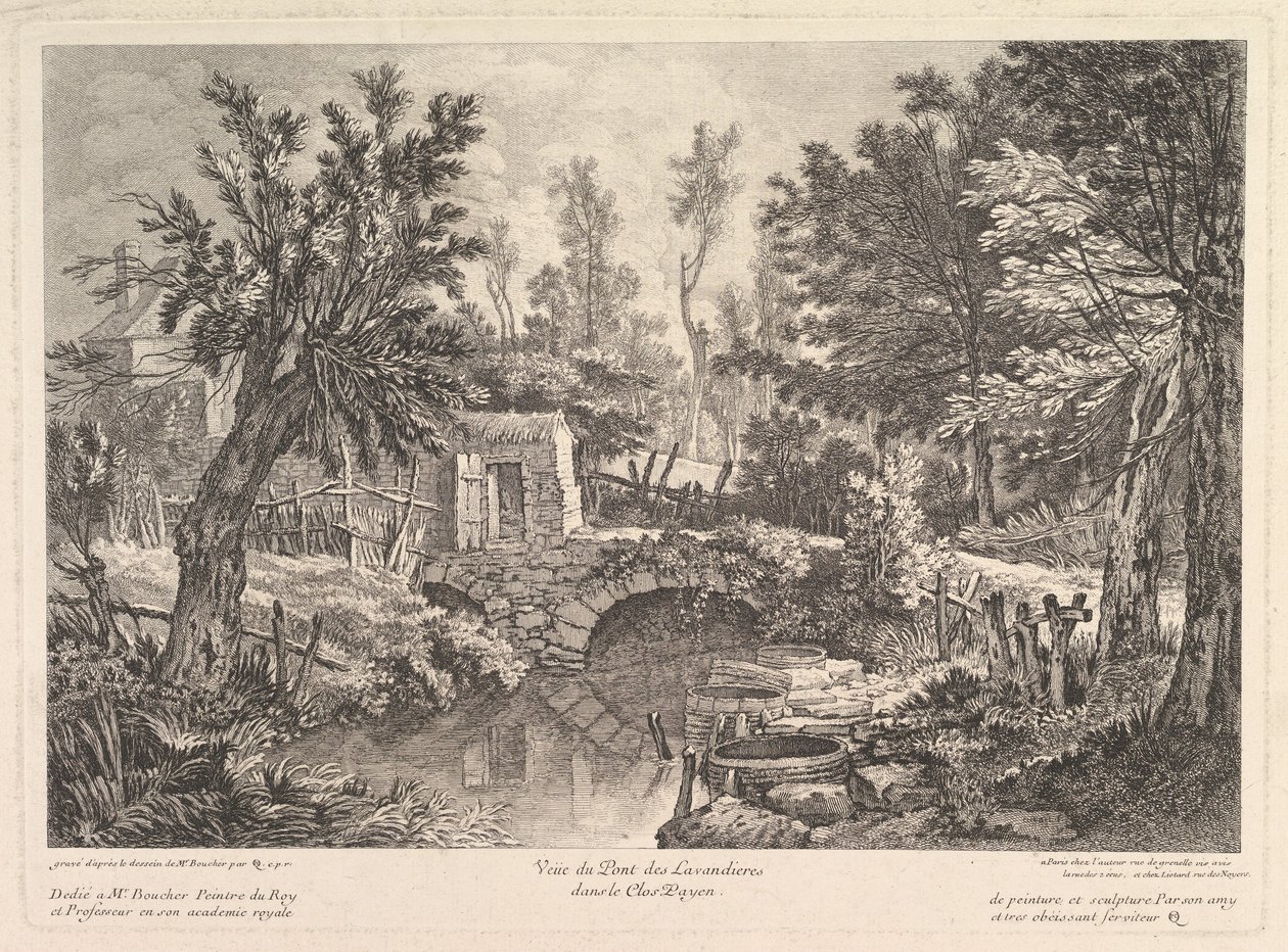 View of the Lavandieres Bridge at the Peasant House by Quentin Pierre Chedel