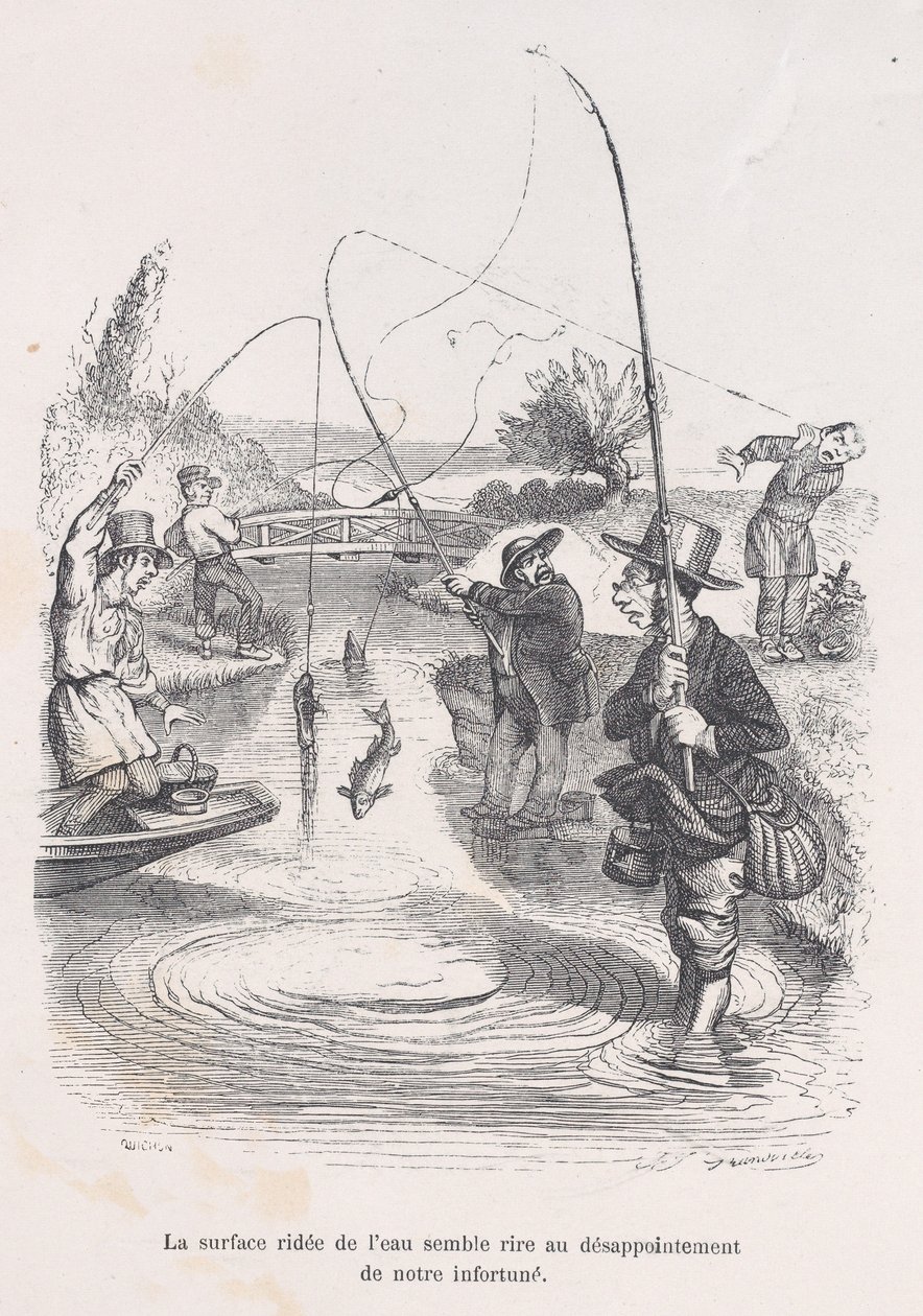 The rippling water seems to be mocking our misfortune, from the Little Miseries of Human Life by Quichon