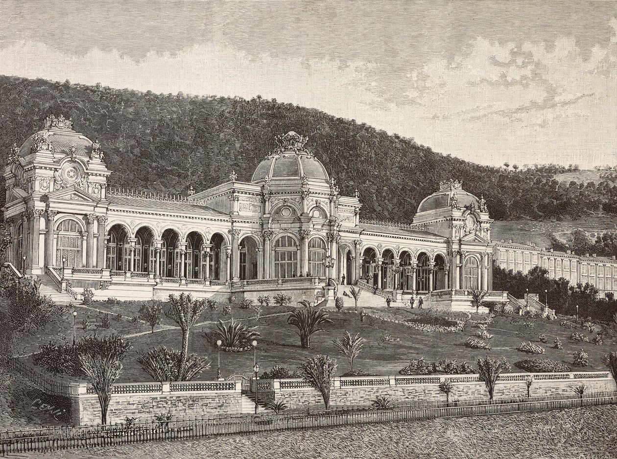 Casino in Ospedaletti, Italy, Engraving from Drawing by Quinto Cenni by Quinto Cenni