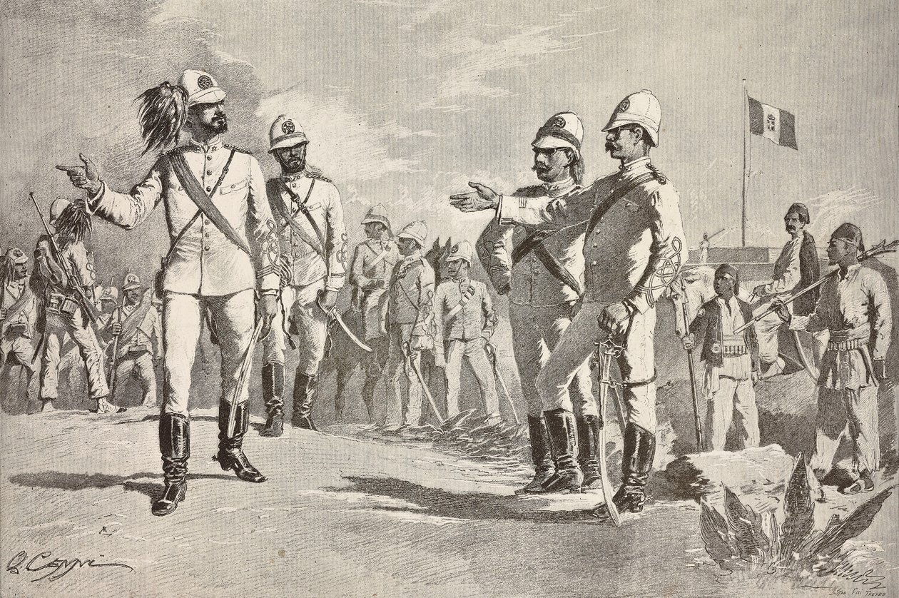 Italian and Local Soldiers, in Uniforms of the Italian Army in Africa, Massawa, Eritrea by Quinto Cenni