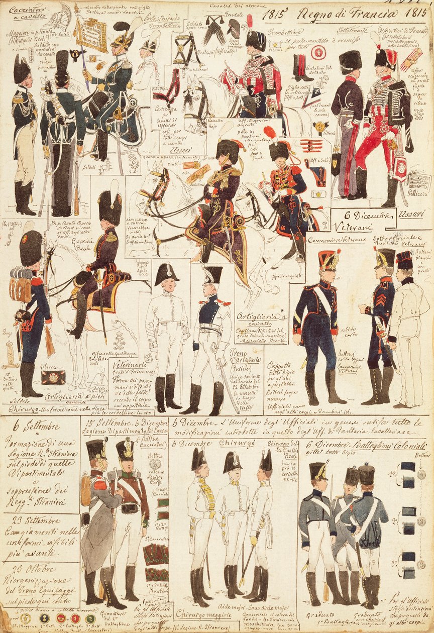 Uniforms of Hunters on Horseback of Kingdom of France by Quinto Cenni