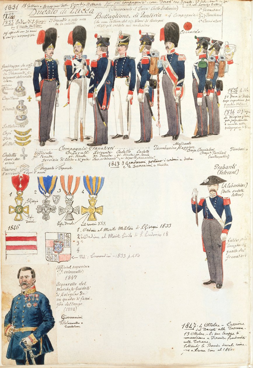 Various Uniforms of Duchy of Lucca by Quinto Cenni