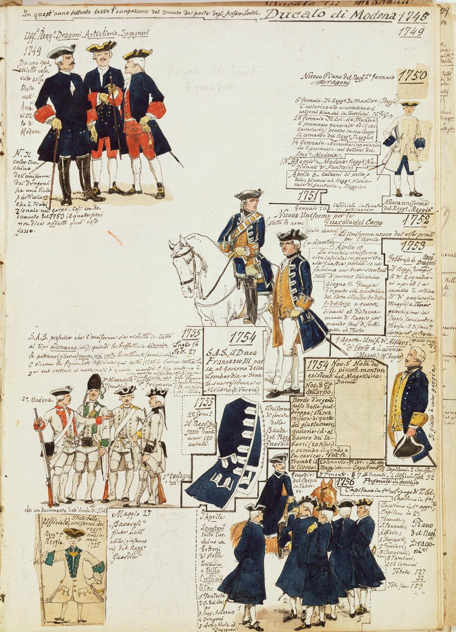 Various Uniforms of Duchy of Modena by Quinto Cenni by Quinto Cenni