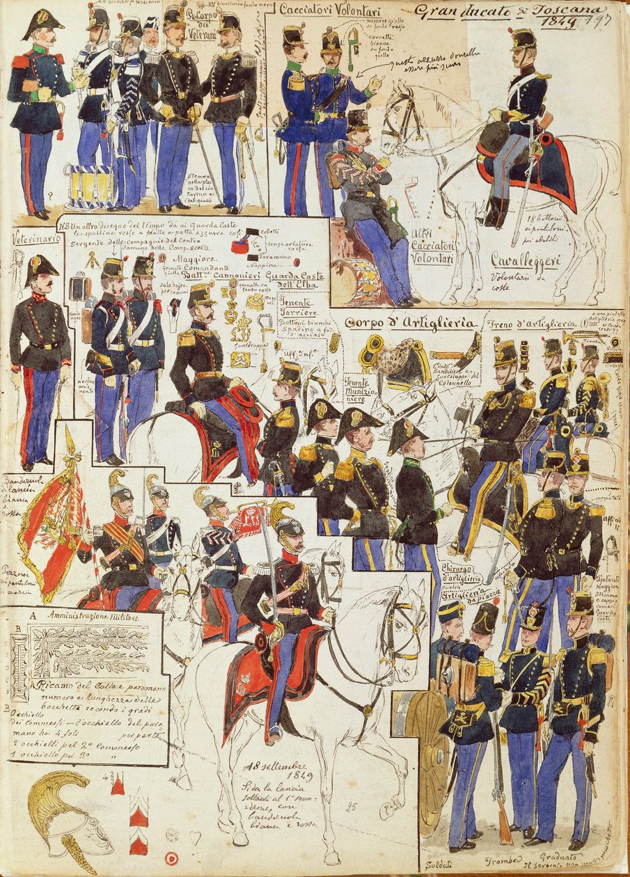 Various Uniforms of Grand Duchy of Tuscany by Quinto Cenni