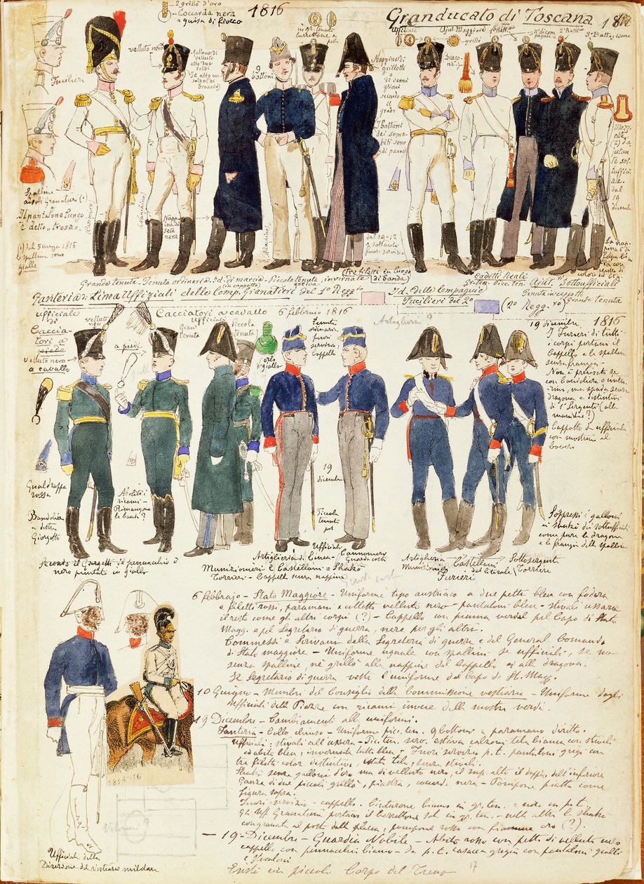 Various Uniforms of Grand Duchy of Tuscany by Quinto Cenni