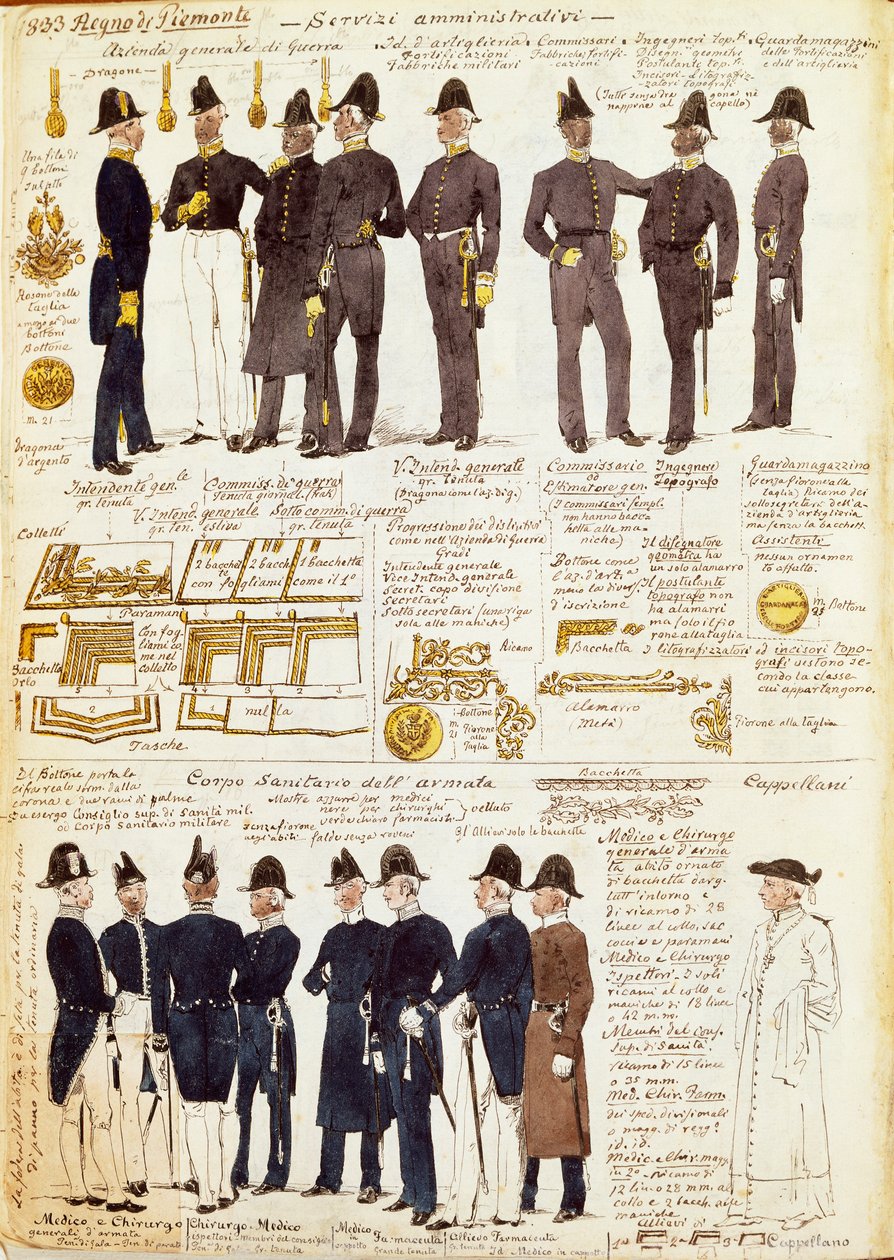 Various Uniforms of Kingdom of Sardinia by Quinto Cenni