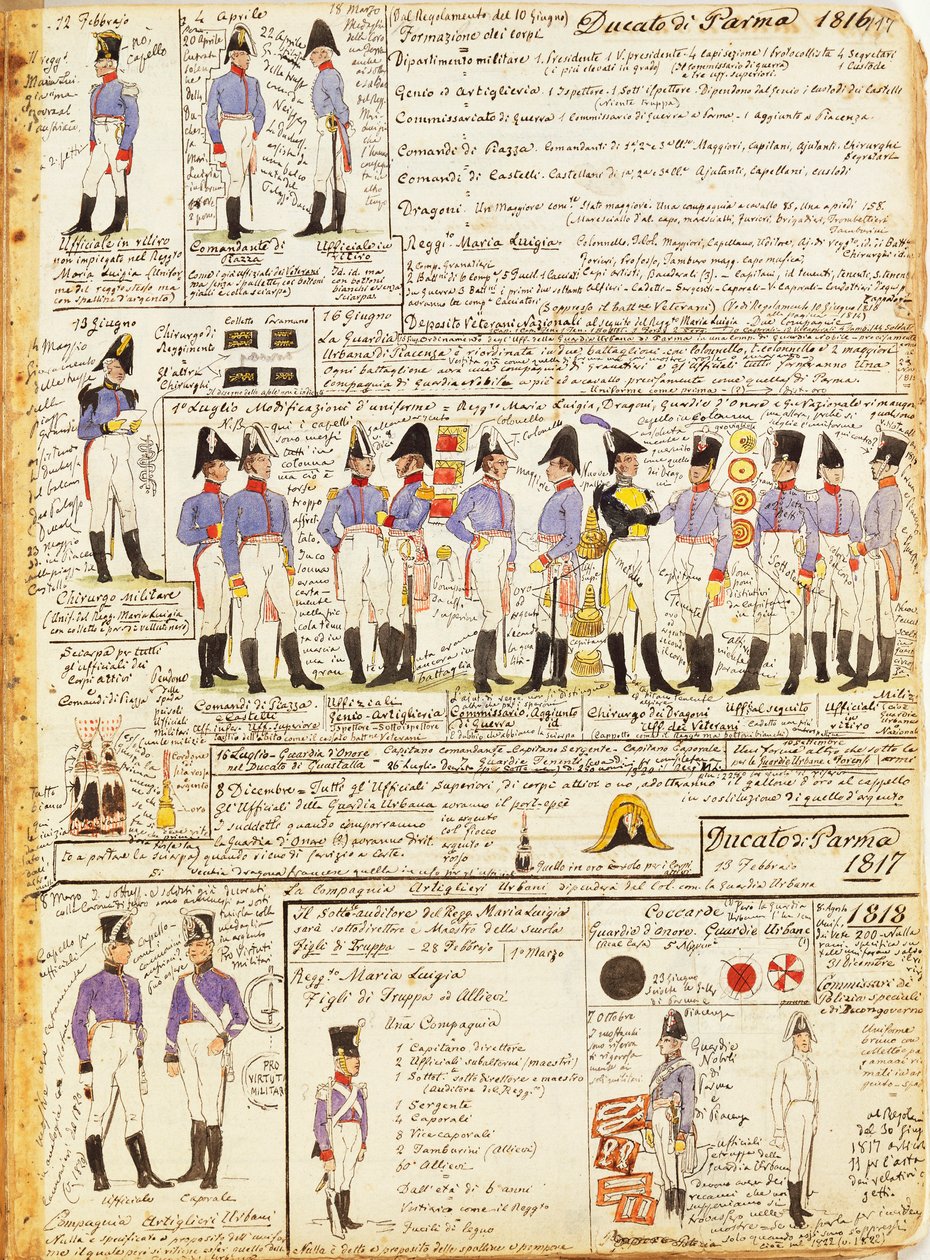 Various uniforms of the Duchy of Parma by Quinto Cenni