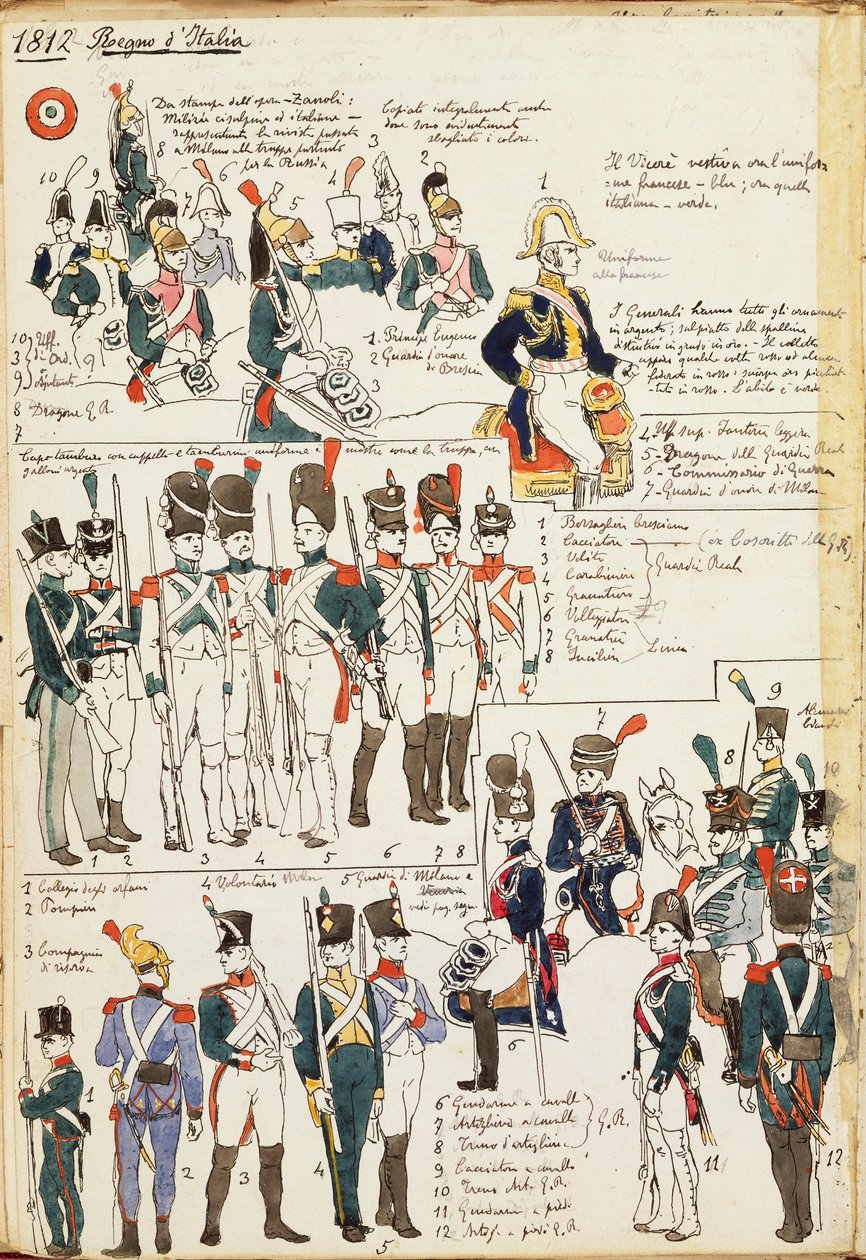 Various Uniforms of the Kingdom of Italy from 1807 by Quinto Cenni