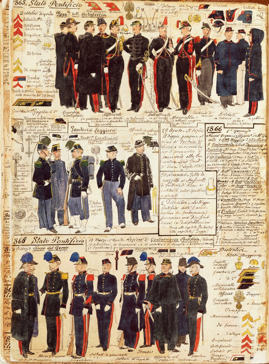 Various uniforms of the Papal States by Quinto Cenni