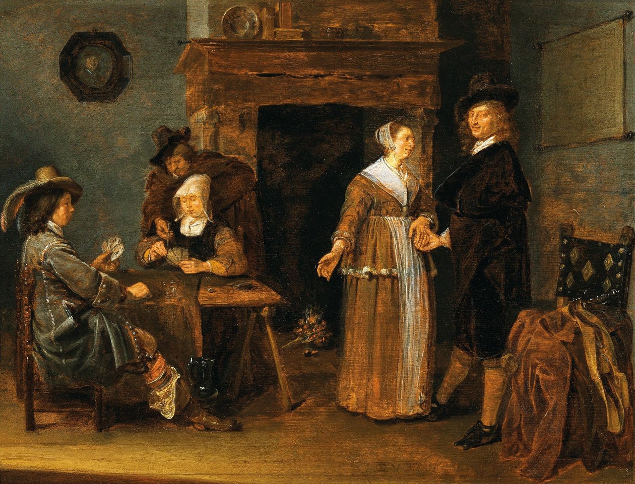 Interior with Card Players by Quirijn van Brekelenkam