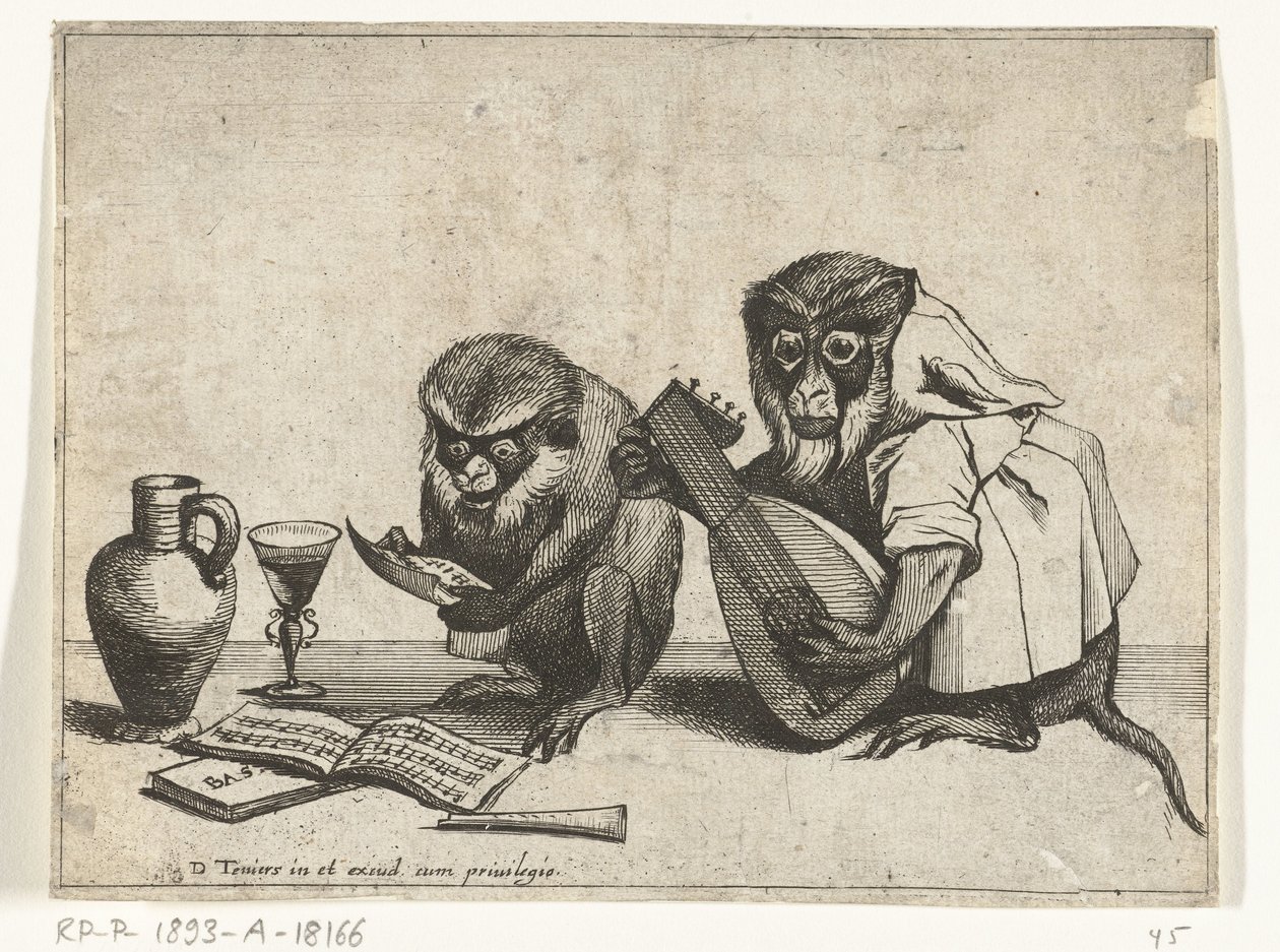 Two Monkeys Making Music by Quirin Boel