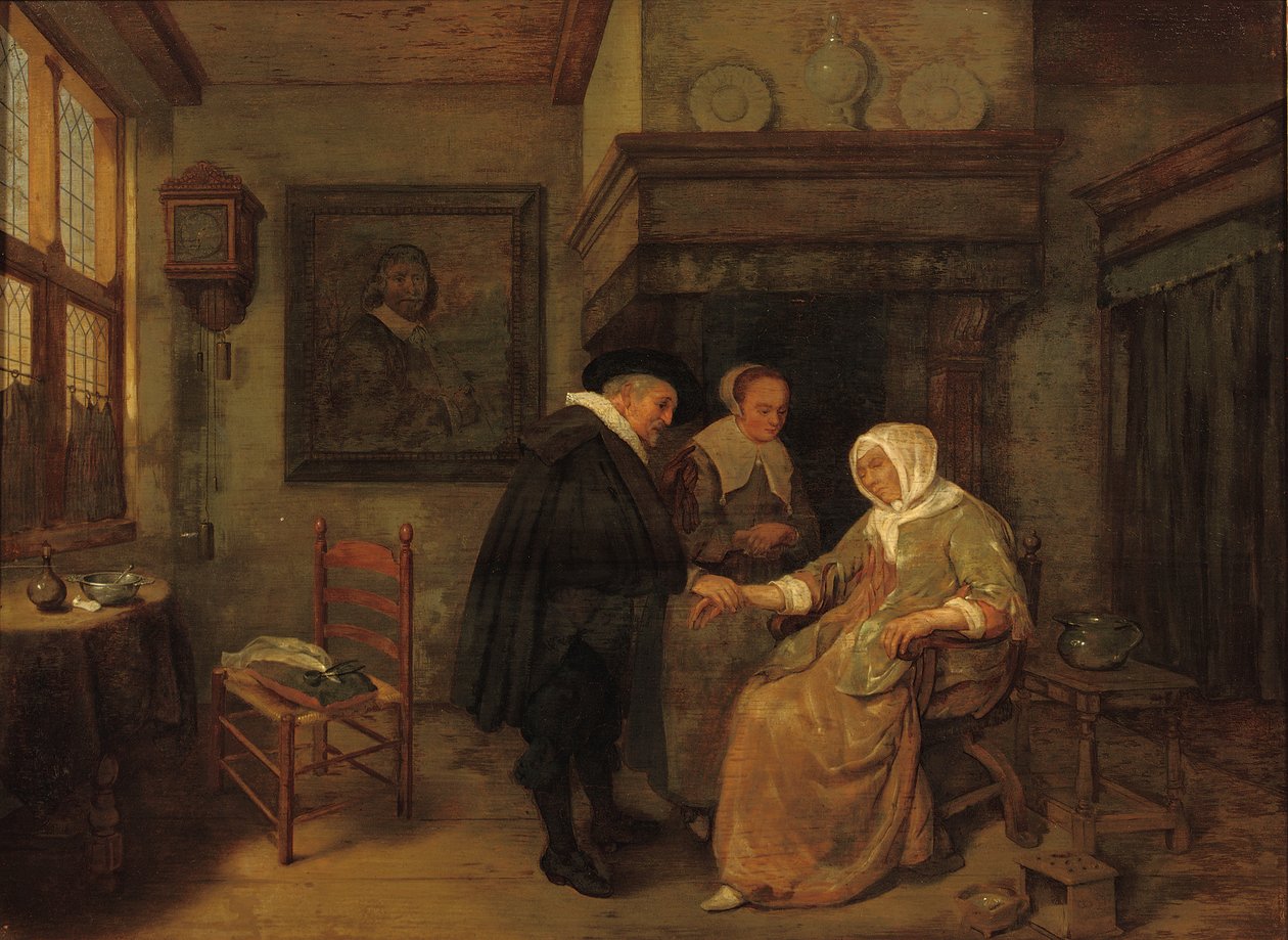 A Doctor Visiting a Sick Woman by Quiringh Gerritsz. van Brekelenkam