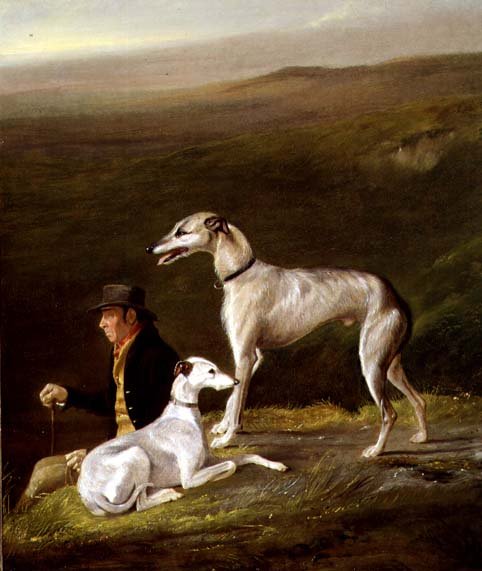Old Sandy, Trainer to Alexander Graham, with Two Greyhounds in a Highland Landscape by R.G. Brown