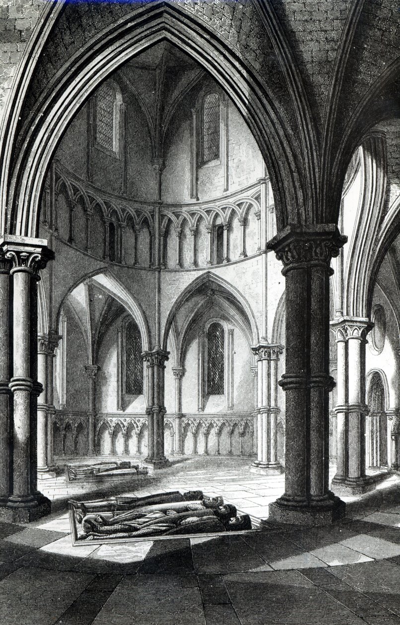 Interior of the Temple Church Showing the Effigies of the Knights by R.W. Billings
