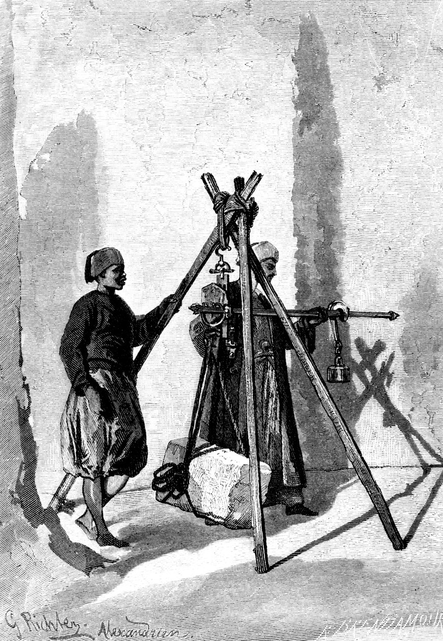 Weighing of the Blocks of Stone, Egypt, 1880 by R. Brandamour