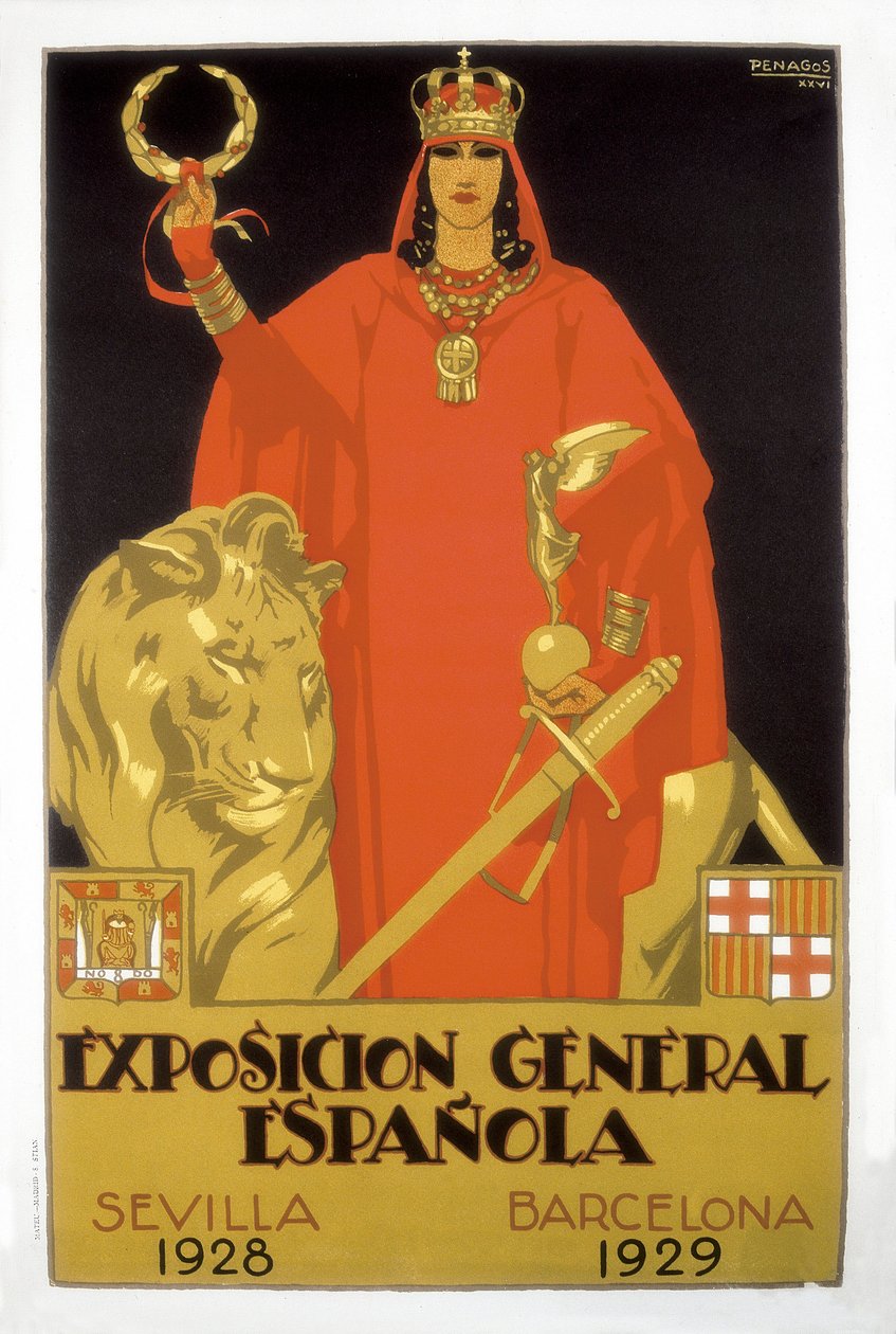 Exposicion General Espanola, Sevilla 1928 - Barcelona 1929 (Poster) by Rafael de Penagos