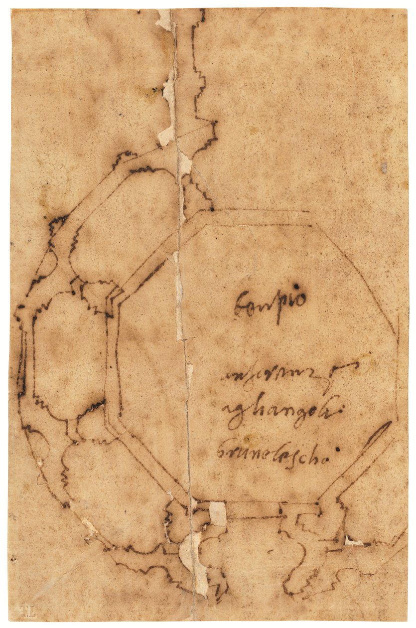 A Ground Plan of Santa Maria degli Angeli, Florence by Raffaello da Montelupo