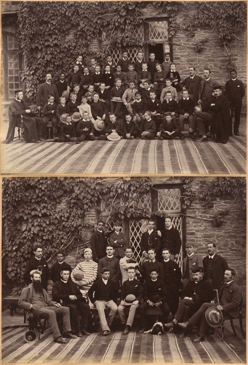 Primary Class Bishop Cotton School, Shimla (recto); High Class Students and Teachers at Bishop Cotton School, Shimla (verso) by Raja Deen Dayal