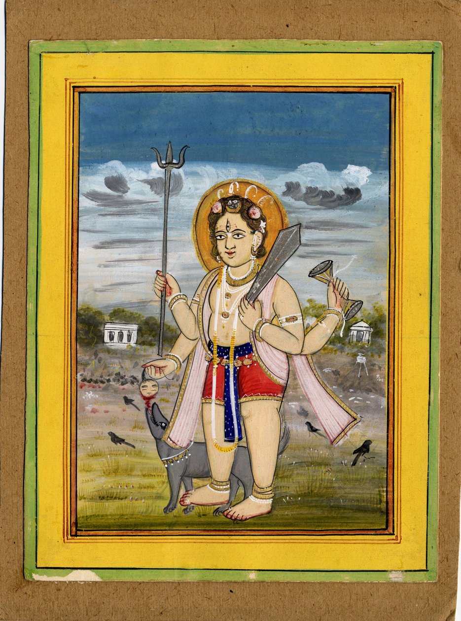 A standing figure of Bhairava, a form of Shiva by Rajasthan School