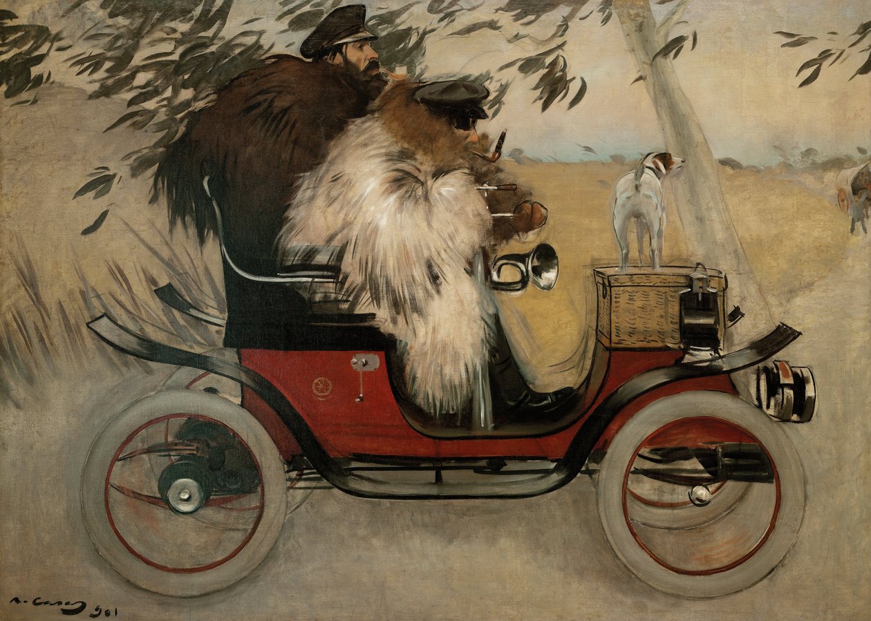Ramon Casas and Pere Romeu in an Automobile by Ramón Casas