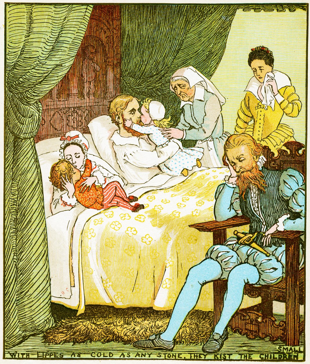 With Lips as Cold as Any Stone, They Kiss the Children Small, Illustration for Babes in the Wood, 1885 by Randolph Caldecott