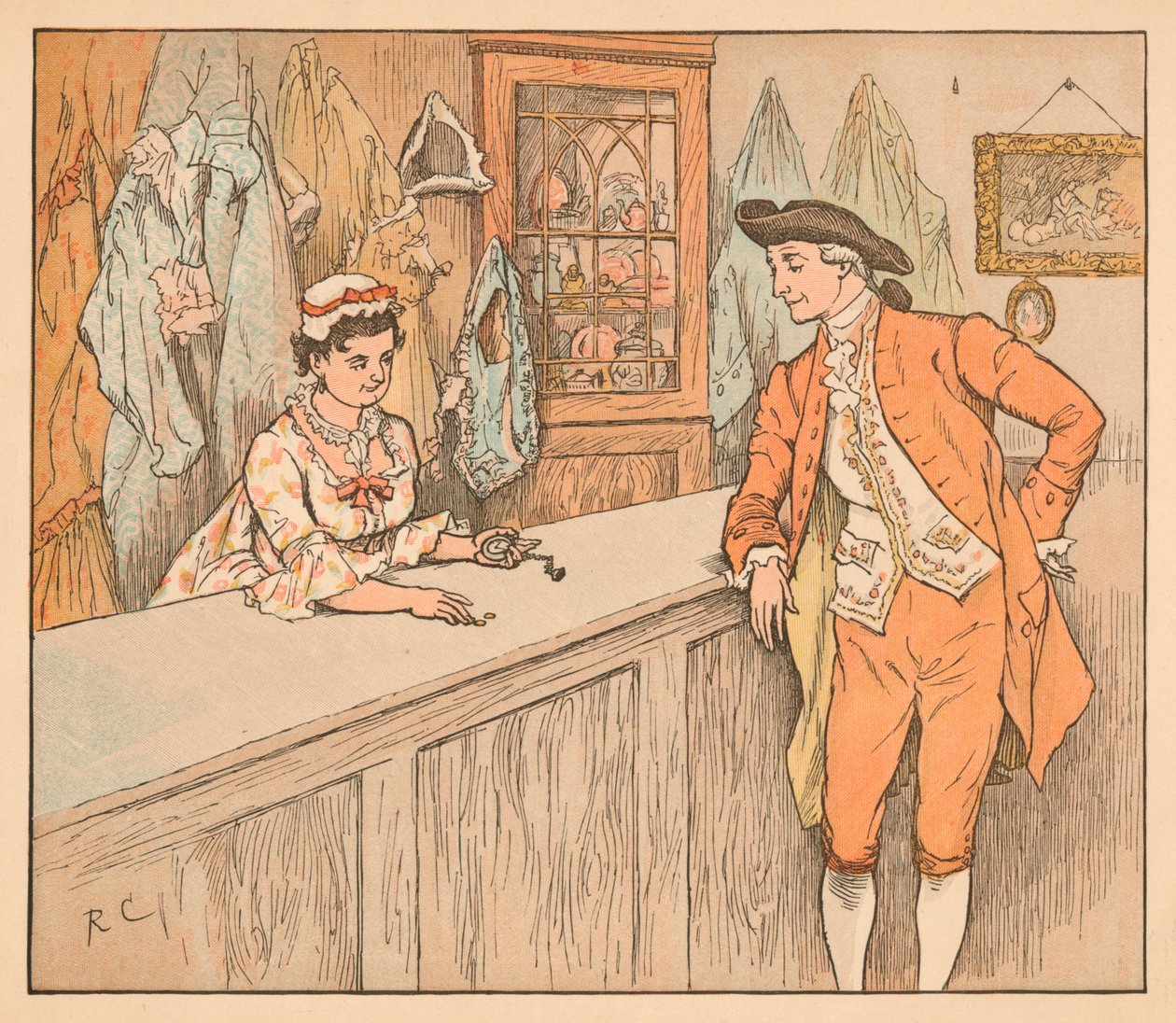 Customer in a pawn shop by Randolph Caldecott