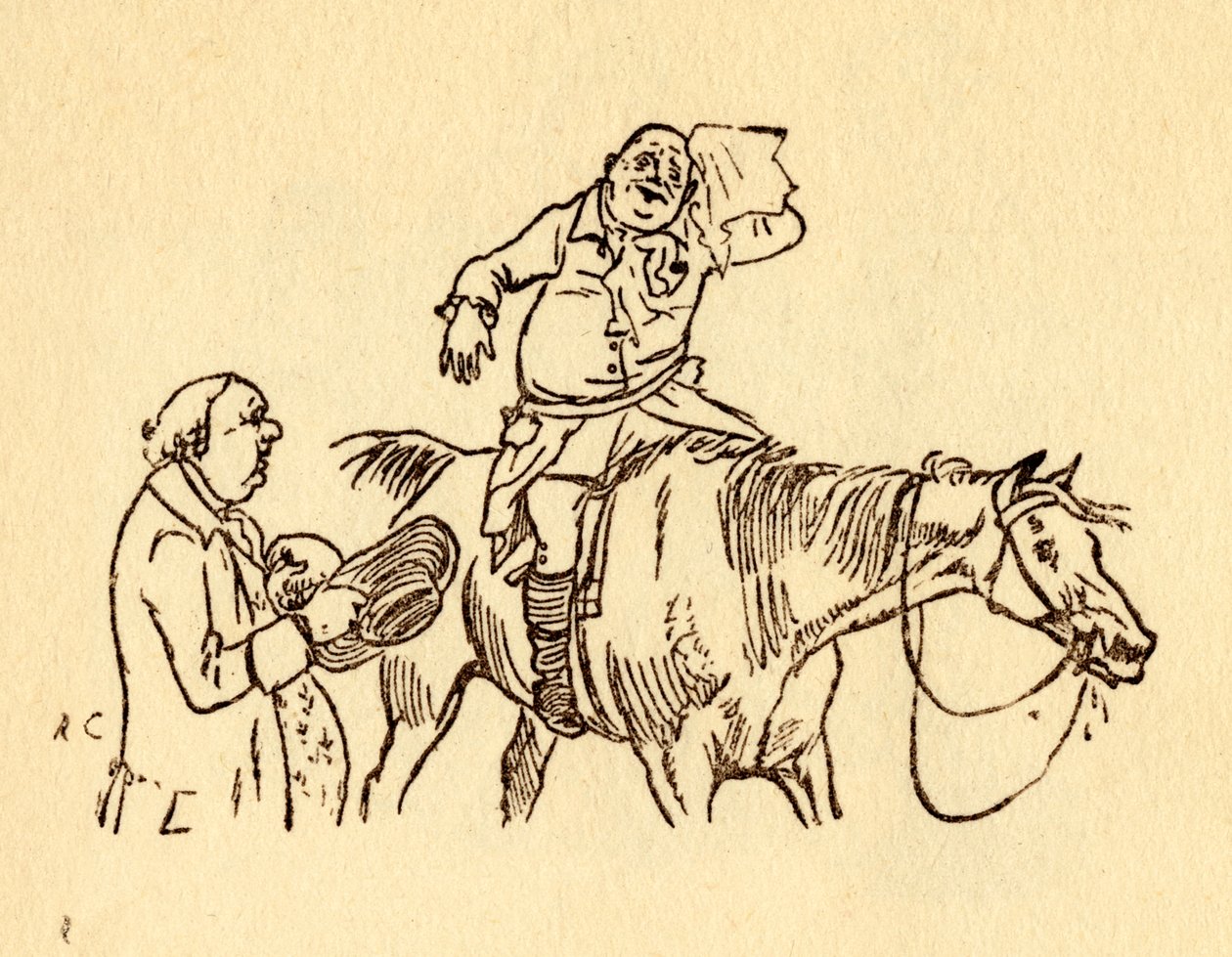 John Gilpin Wipes His Sweaty Brow with a Handkerchief by Randolph Caldecott