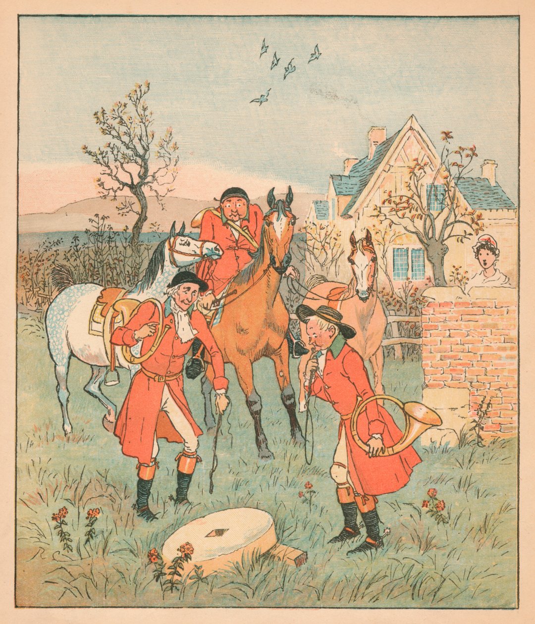 ...the next thing they did find, Was a gruntin, grindin grindle-stone... by Randolph Caldecott