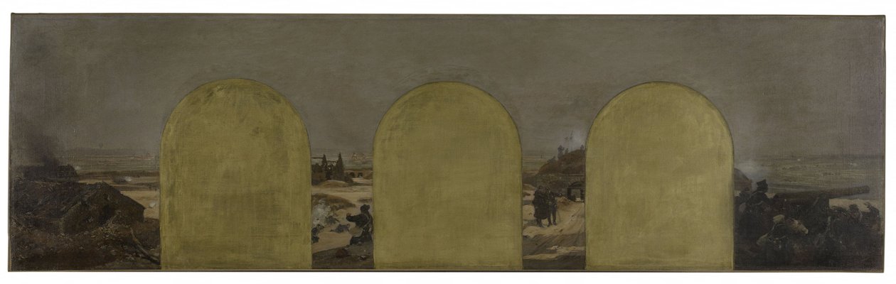 Sketch for the Cabinet of the Prefect of Paris City Hall: A Battery at the Ramparts: The Siege of Paris in 1870 by Raoul Joseph Arus
